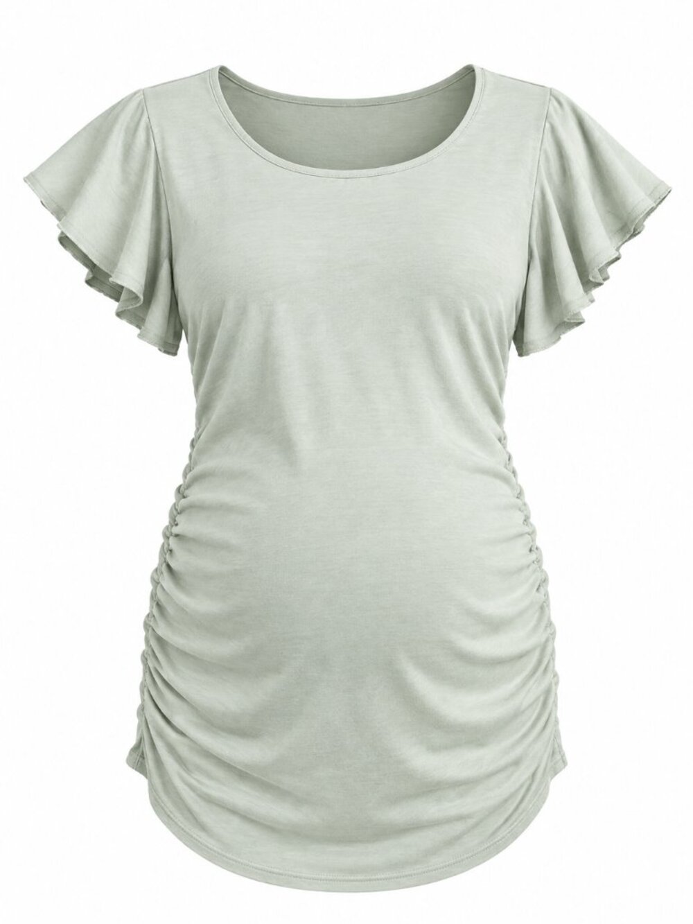 Light Green Flutter Sleeve Maternity Top Size L